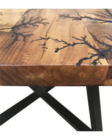 Table basse en bois marron et fer noir L 70 cm
