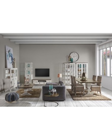 Table basse en bois marron et blanc L 130 cm