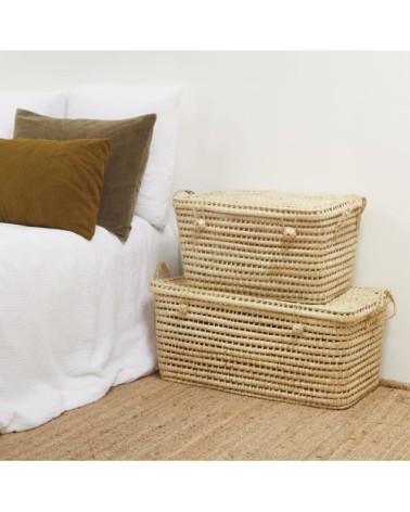 Malle de rangement feuille de palmier osier naturel 30 x 60