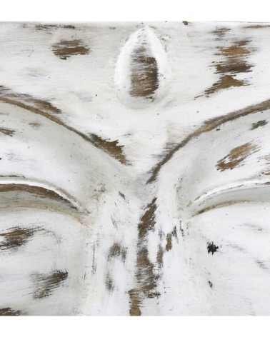 Statue yeux de bouddha en bois blanc