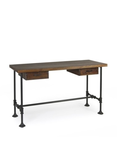 Bureau en bois marron et fer noir L 135 cm