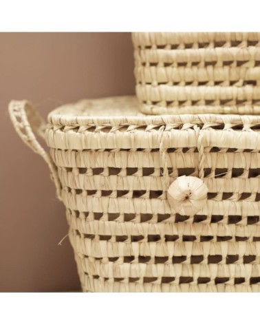 Malle de rangement feuille de palmier osier naturel 30 x 60