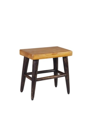 Tabouret en bois marron et noir