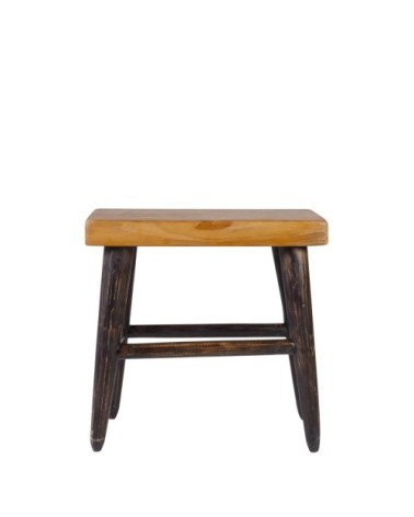 Tabouret en bois marron et noir