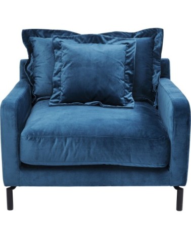 Fauteuil en velours bleu pétrole et acier