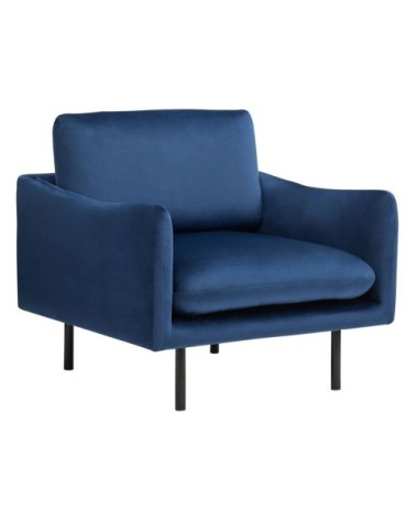 Fauteuil en velours bleu foncé