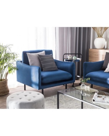 Fauteuil en velours bleu foncé