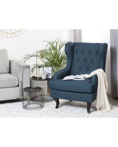 Fauteuil en tissu tapissé bleu foncé