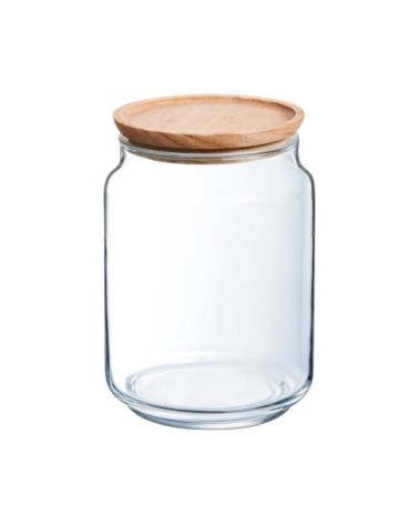 Bocal en verre couvercle bois 2L