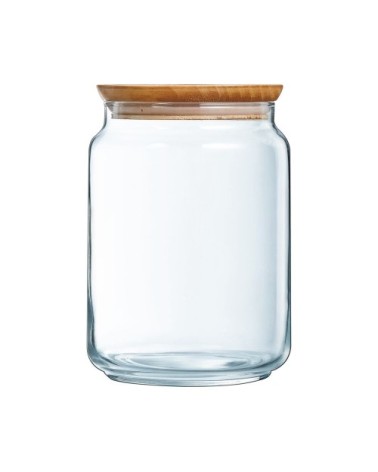 Bocal en verre couvercle bois 2L