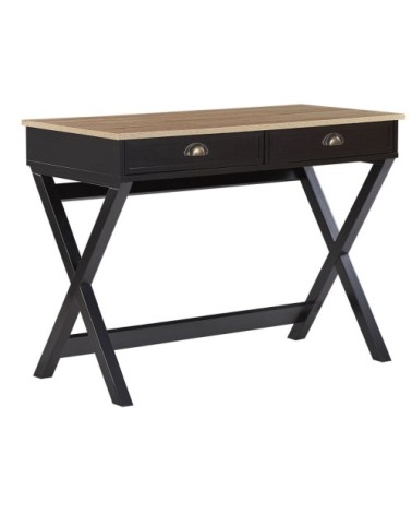 Bureau effet bois noir avec 2 tiroirs