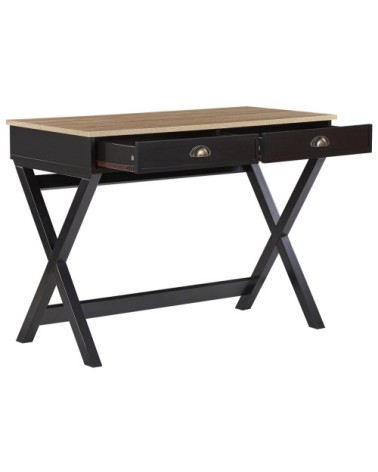 Bureau effet bois noir avec 2 tiroirs