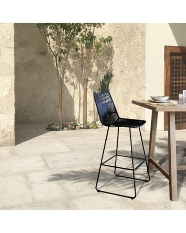 Chaise de bar d'extérieur tressée en polypropylène et métal noir
