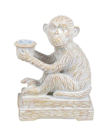Porte-bougie singe en résine H18cm