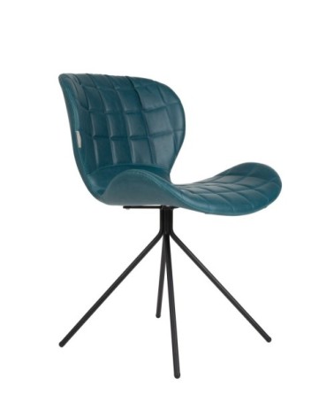 Chaise design aspect cuir bleu