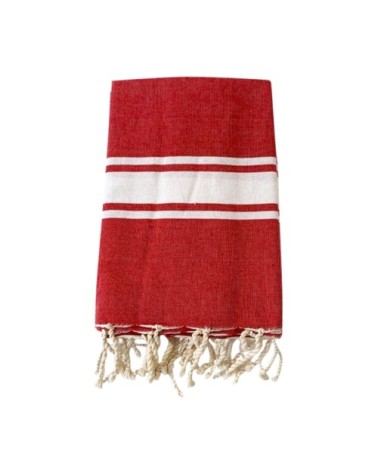 Fouta traditionnelle rouge kozo 100 x 200
