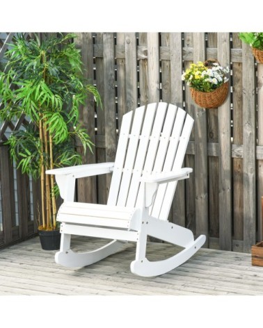 Fauteuil de jardin à bascule bois sapin blanc