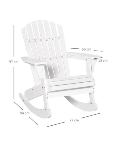 Fauteuil de jardin à bascule bois sapin blanc