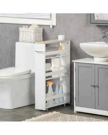 Meuble colonne salle de bain à roulettes 3 niveaux