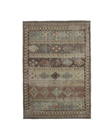Tapis motifs lignes orientaux marron 133x190