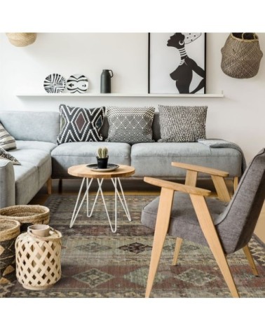 Tapis effet vintage oriental lignes marron 160x230