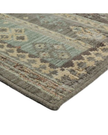 Tapis effet vintage oriental lignes marron 160x230