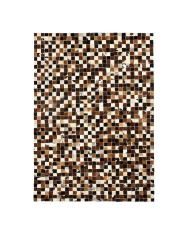 Tapis en cuirs recyclés motif mosaïque marron multi 120x170