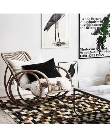 Tapis en cuirs recyclés motif mosaïque marron multi 120x170