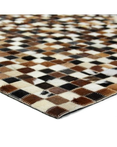 Tapis en cuirs recyclés motif mosaïque marron multi 160x230