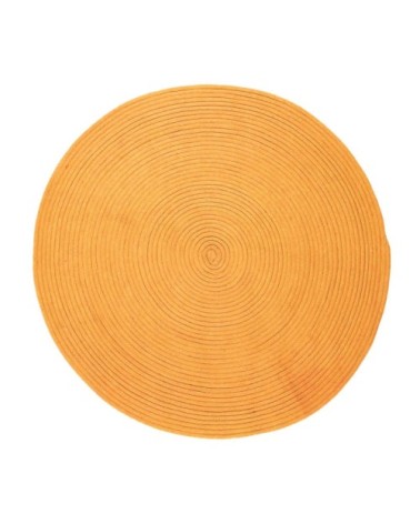 Tapis en coton réversible effet cordage jaune orangé diam.120