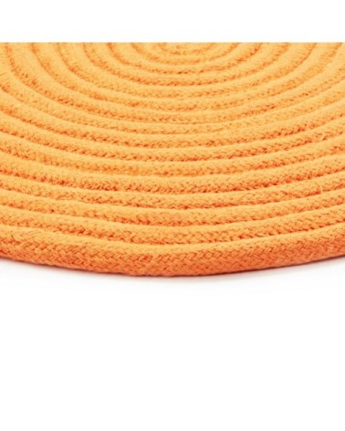 Tapis en coton réversible effet cordage jaune orangé diam.120