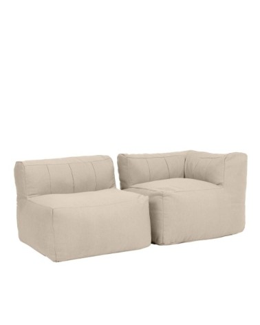 Pouf canapé de jardin modulable angle 2 pièces, imperméable beige