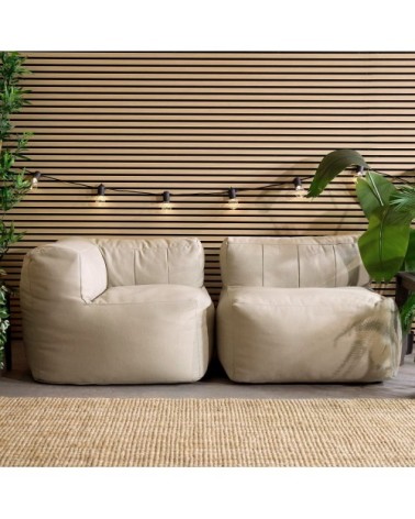 Pouf canapé de jardin modulable angle 2 pièces, imperméable beige