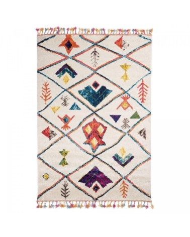 Tapis berbère style blanc 100x100 carré