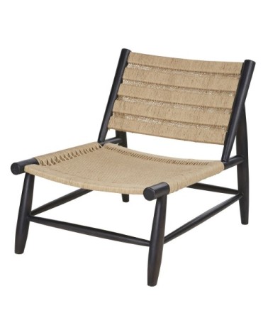 Fauteuil en bois de manguier noir et sisal