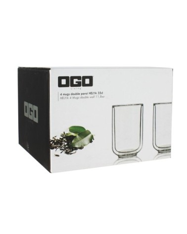 Lot de 4 tasses café en verre double paroi 35 cl