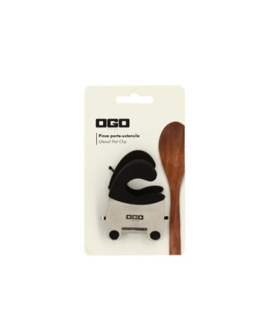 Pince porte ustensile en inox et silicone