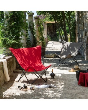 Fauteuil papillon grande largeur en acier marron l83xl91xh87