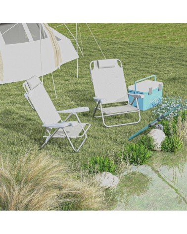 Chaises de jardin pliantes appui-tête aluminium gris