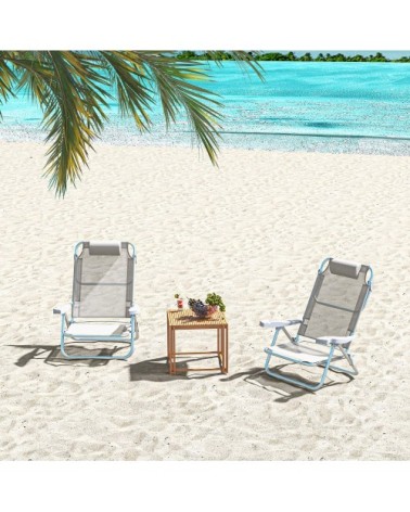 Chaises de jardin pliantes appui-tête aluminium gris