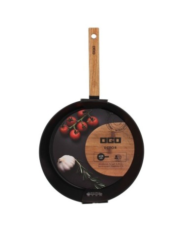 Poêle induction en aluminium et bois 28 cm