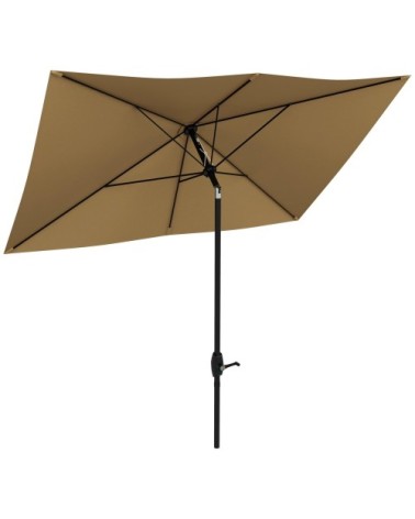 Parasol de jardin rectangulaire inclinable polyester marron