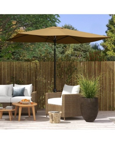 Parasol de jardin rectangulaire inclinable polyester marron