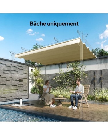 Toile de toit pergola rétractable polyester beige