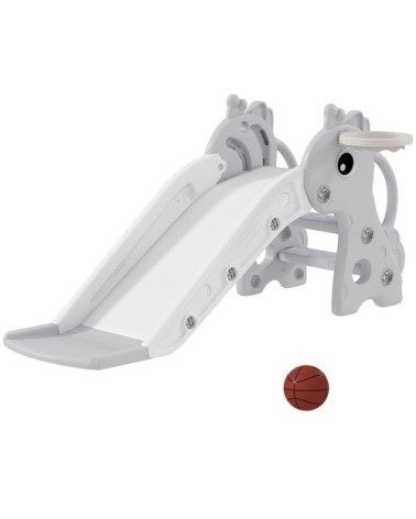 Toboggan enfants 3 en 1 girafe panier basket escalade ballo gris