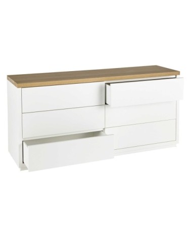 Commode double 6 tiroirs blanche