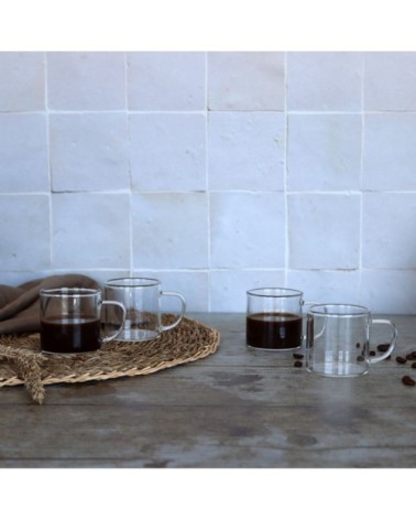 Lot de 4 tasses expresso en verre borosilicate 12 cl
