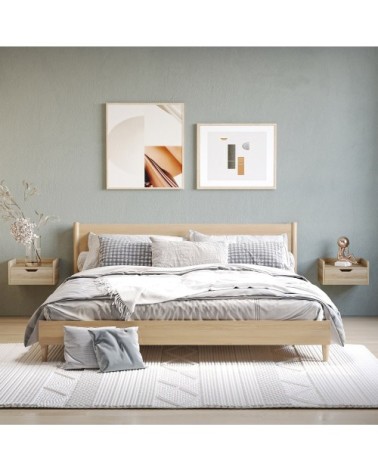 Tables de chevet murales tiroir coulissant bois naturel