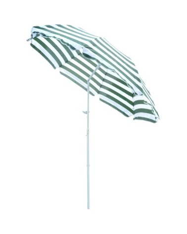 Parasol de plage ø 180 cm polyester vert blanc rayé