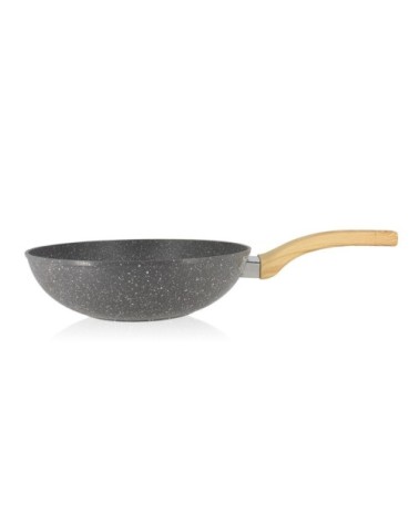 Wok avec poignées en aluminium et bois 28 cm